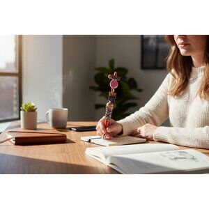 Whimsical Candy Charm Embellished Pen Macaron Chocolate Glitter Red Grip Novelty